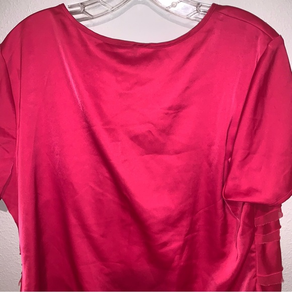 Christopher & Banks Petite XL Ruffle Look Fuchsia Pink Blouse - Picture 9 of 9